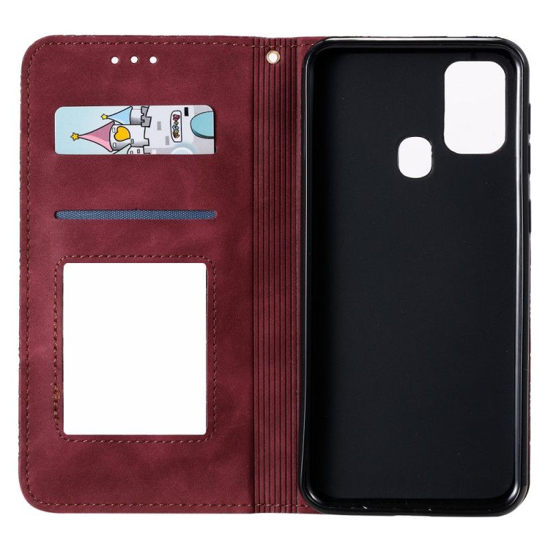 Flip Case Samsung Galaxy M31 Rot Barockblüten