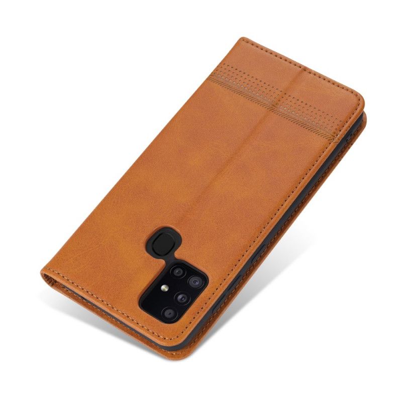 Flip Case Samsung Galaxy M31 Schwarz Handyhülle Azns Lederstil