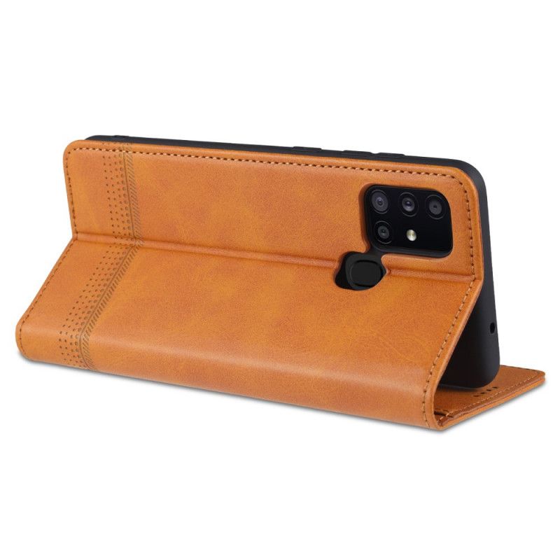 Flip Case Samsung Galaxy M31 Schwarz Handyhülle Azns Lederstil