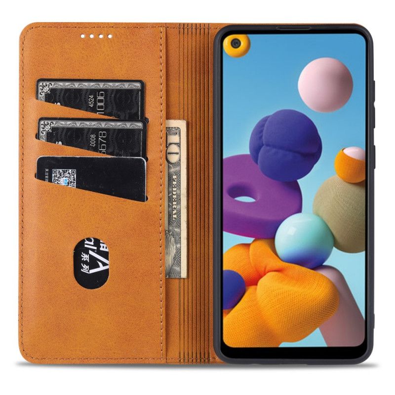 Flip Case Samsung Galaxy M31 Schwarz Handyhülle Azns Lederstil