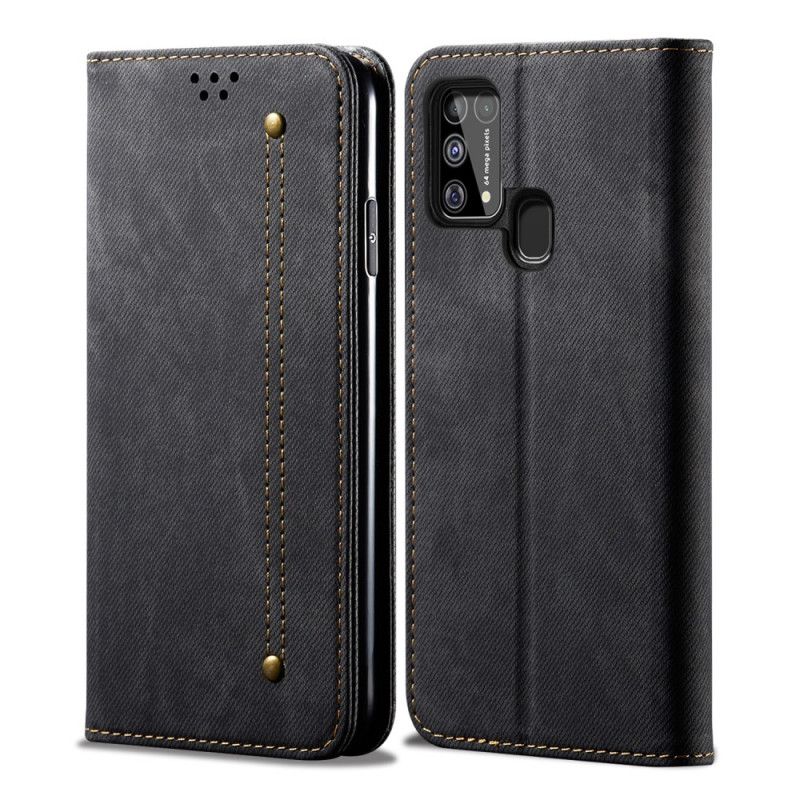 Flip Case Samsung Galaxy M31 Schwarz Jeansstoff