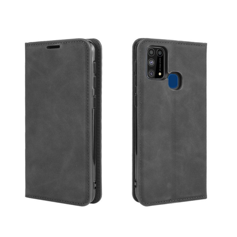 Flip Case Samsung Galaxy M31 Schwarz Weicher Ledereffekt