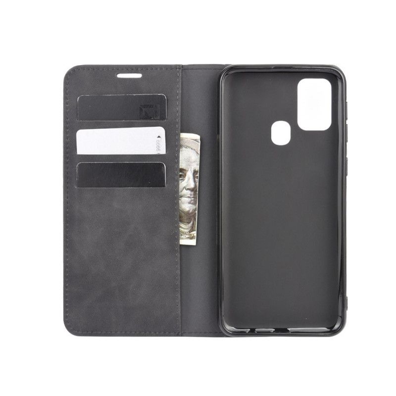 Flip Case Samsung Galaxy M31 Schwarz Weicher Ledereffekt