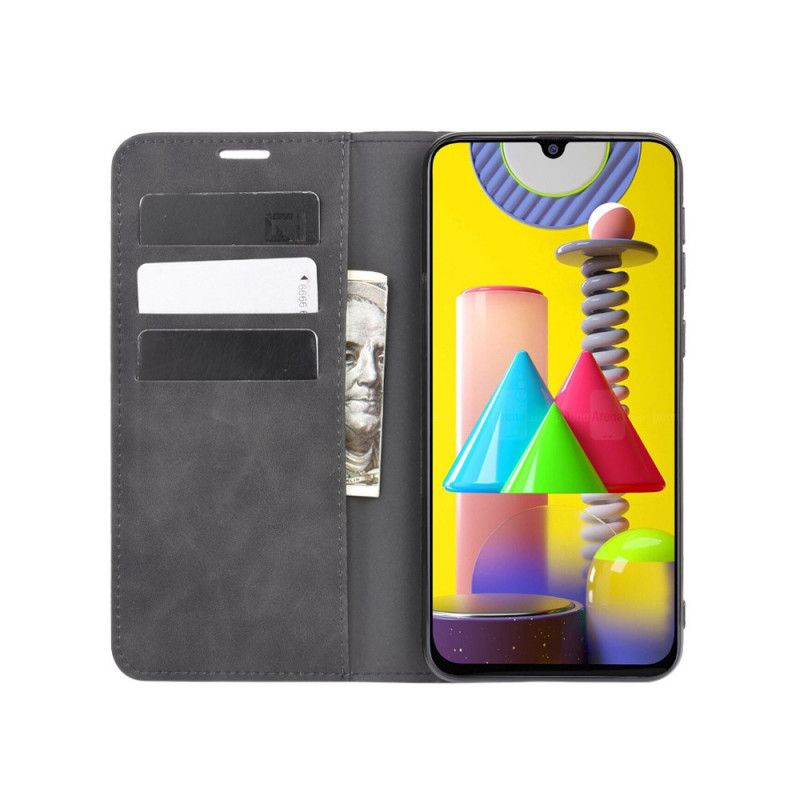 Flip Case Samsung Galaxy M31 Schwarz Weicher Ledereffekt