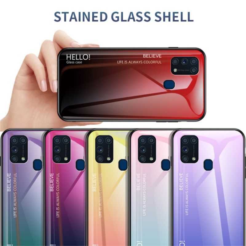 Hülle Für Samsung Galaxy M31 Schwarz Hallo Gehärtetes Glas