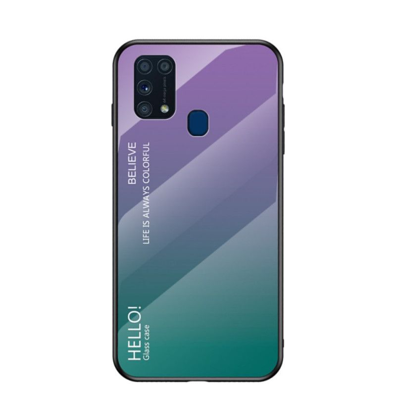 Hülle Für Samsung Galaxy M31 Schwarz Hallo Gehärtetes Glas