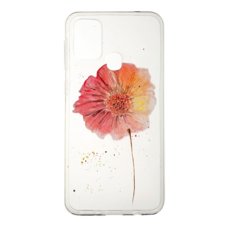 Hülle Für Samsung Galaxy M31 Transparente Aquarellmohnblume