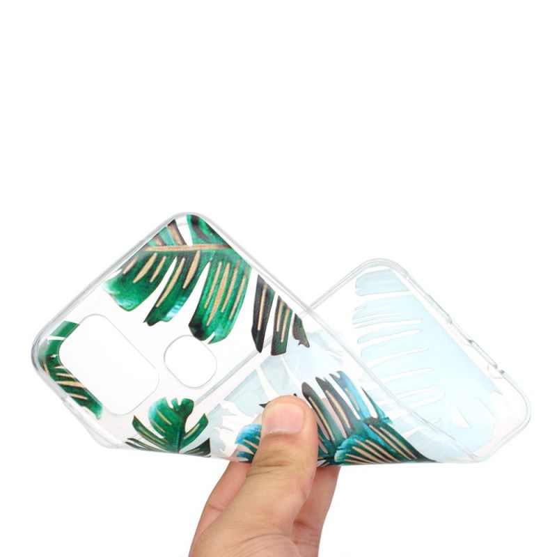 Hülle Samsung Galaxy M31 Handyhülle Transparente Grüne Blätter