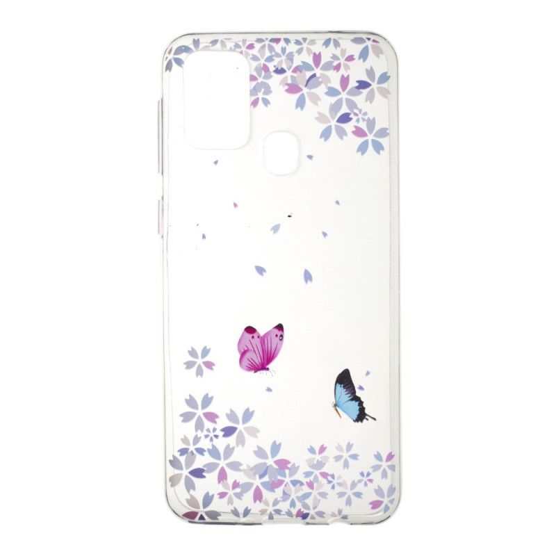 Hülle Samsung Galaxy M31 Handyhülle Transparente Schmetterlinge Und Blumen