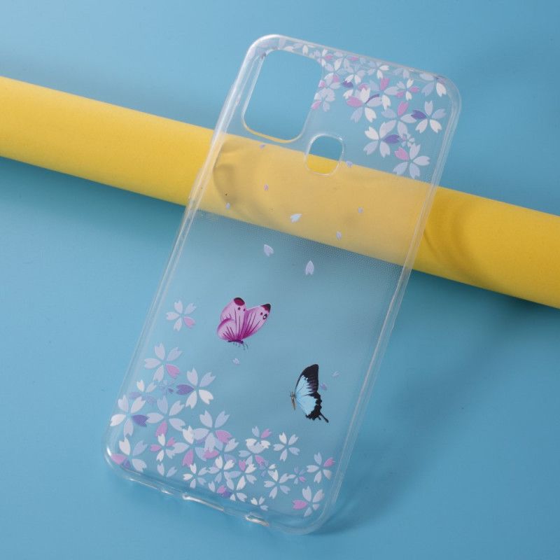 Hülle Samsung Galaxy M31 Handyhülle Transparente Schmetterlinge Und Blumen