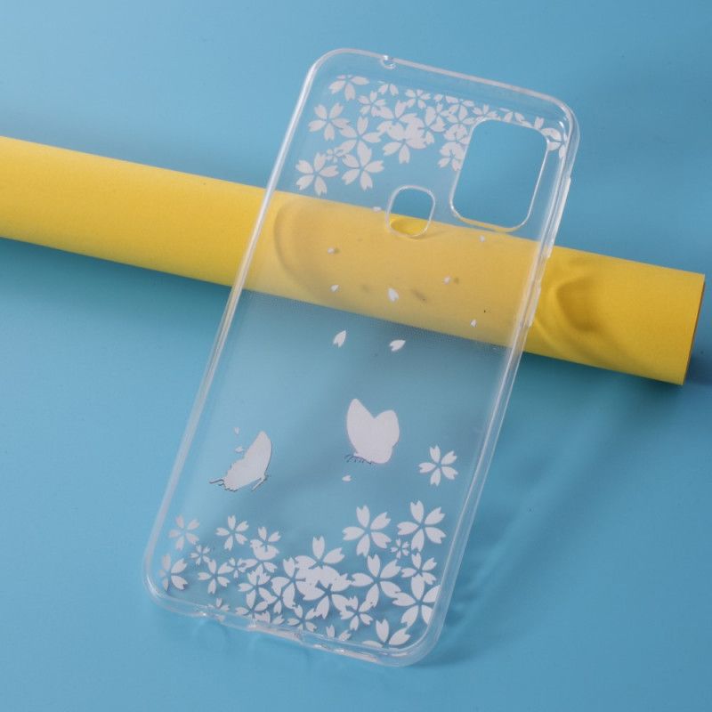 Hülle Samsung Galaxy M31 Handyhülle Transparente Schmetterlinge Und Blumen