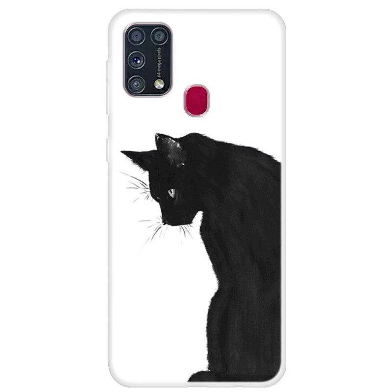 Hülle Samsung Galaxy M31 Nachdenkliche Schwarze Katze