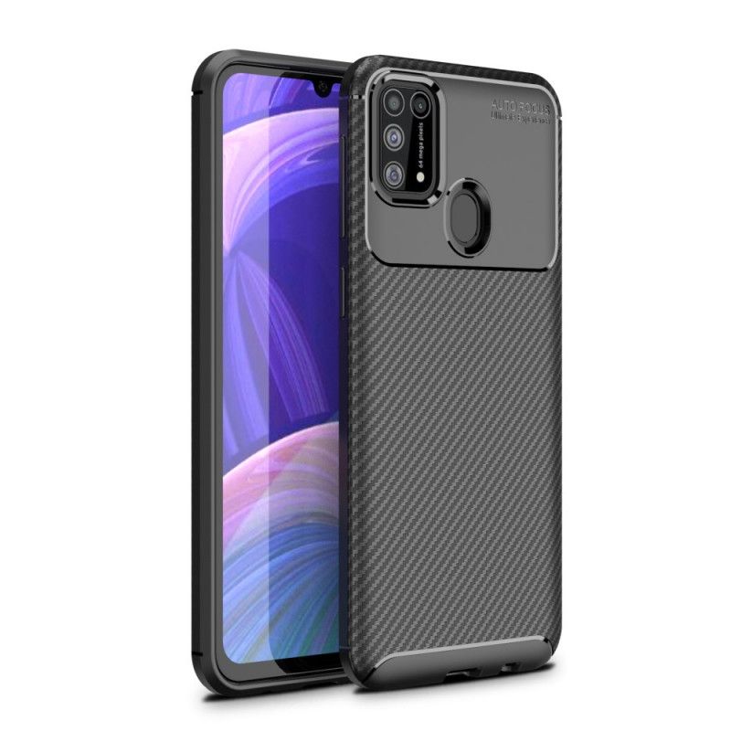 Hülle Samsung Galaxy M31 Schwarz Flexible Kohlefasertextur