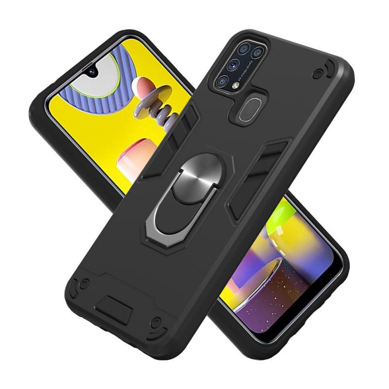Hülle Samsung Galaxy M31 Schwarz Handyhülle Abnehmbarer Ringhalter