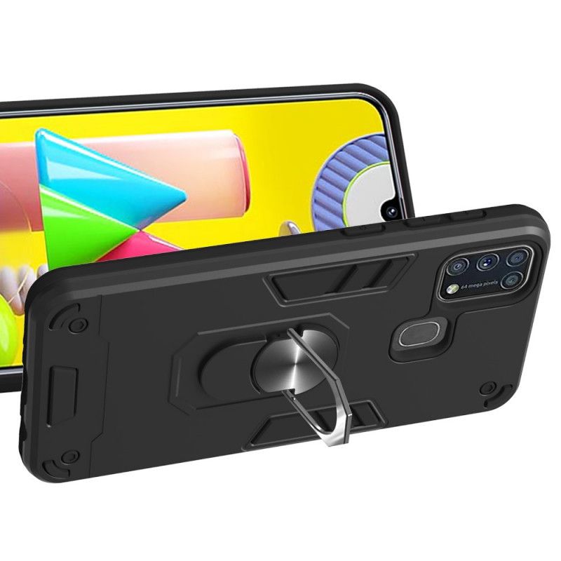 Hülle Samsung Galaxy M31 Schwarz Handyhülle Abnehmbarer Ringhalter