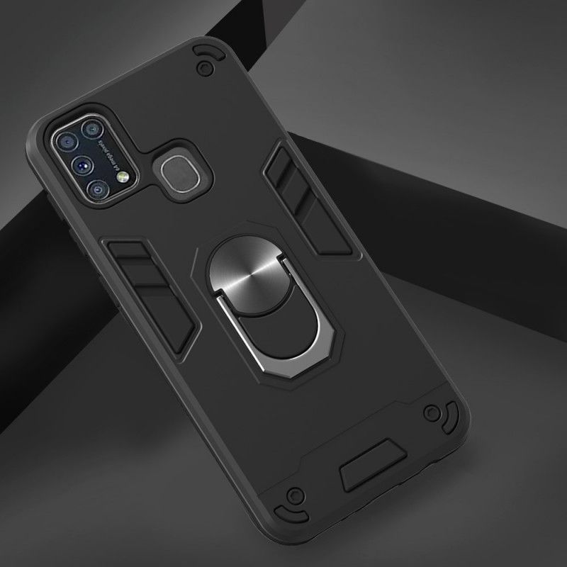 Hülle Samsung Galaxy M31 Schwarz Handyhülle Abnehmbarer Ringhalter