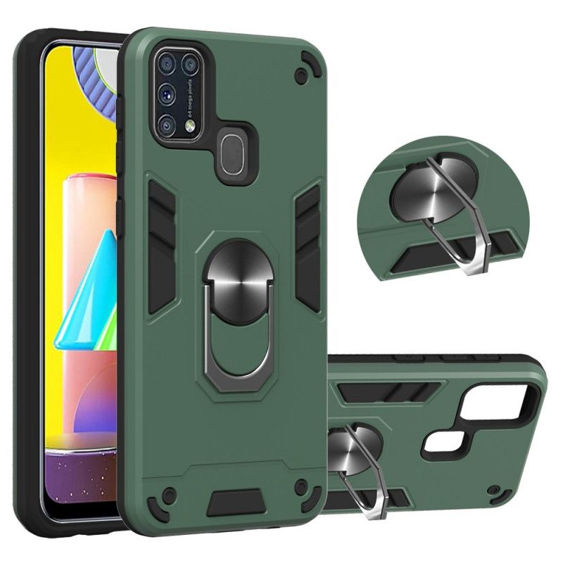 Hülle Samsung Galaxy M31 Schwarz Handyhülle Abnehmbarer Ringhalter