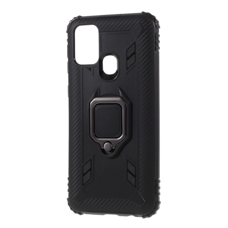 Hülle Samsung Galaxy M31 Schwarz Ring Und Kohlefaser