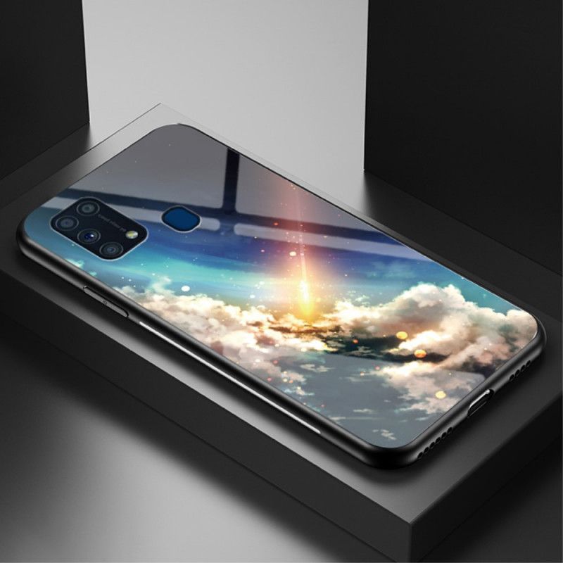 Hülle Samsung Galaxy M31 Schwarz Schönheit Gehärtetes Glas