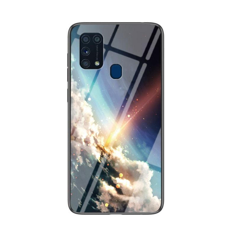 Hülle Samsung Galaxy M31 Schwarz Schönheit Gehärtetes Glas