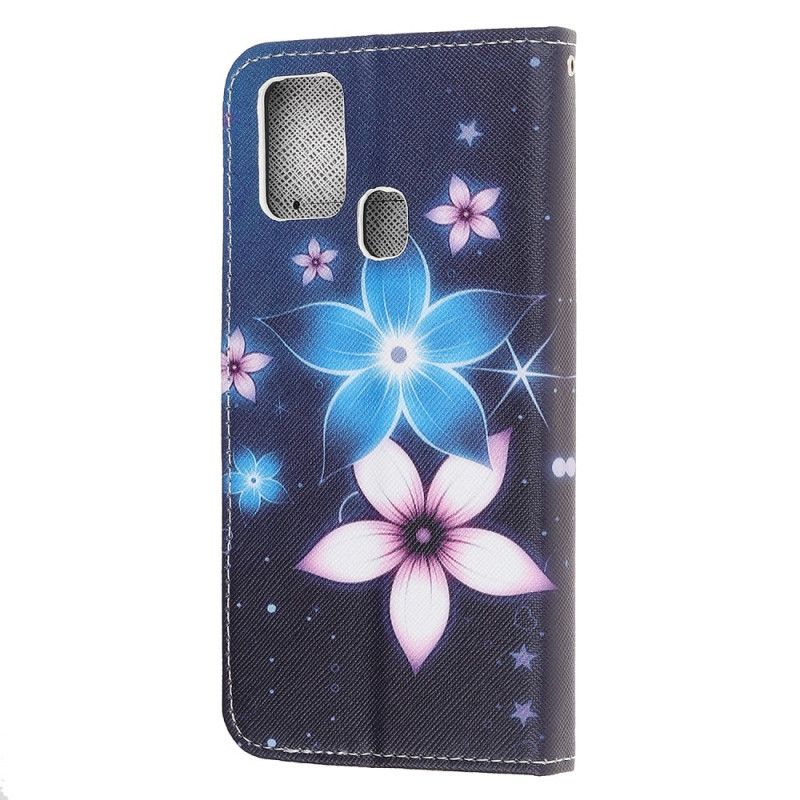 Lederhüllen Für Samsung Galaxy M31 Mondblumen Mit Tanga