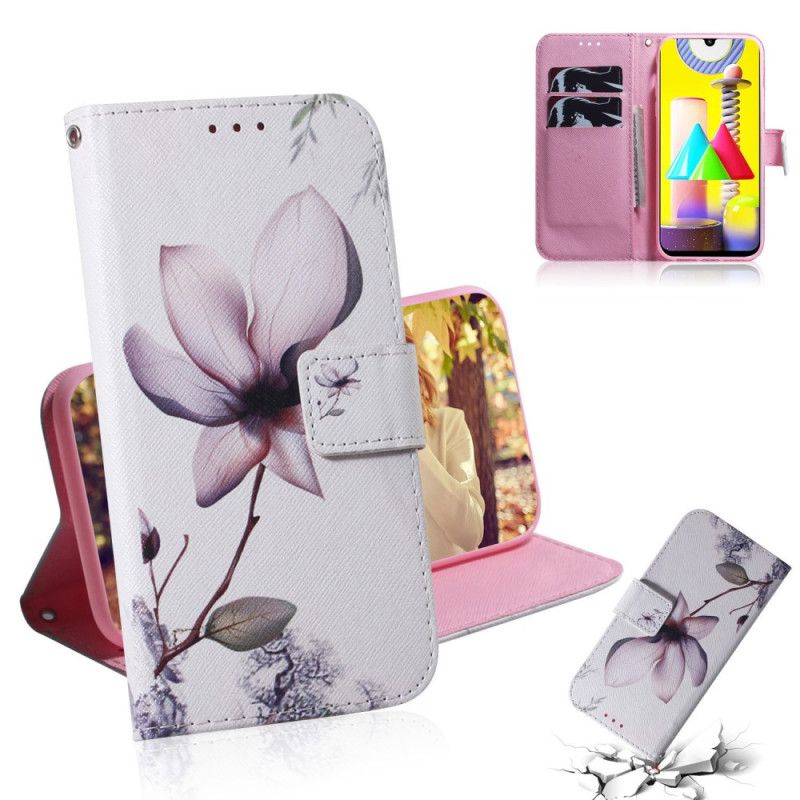 Lederhüllen Samsung Galaxy M31 Alte Rosenblüte