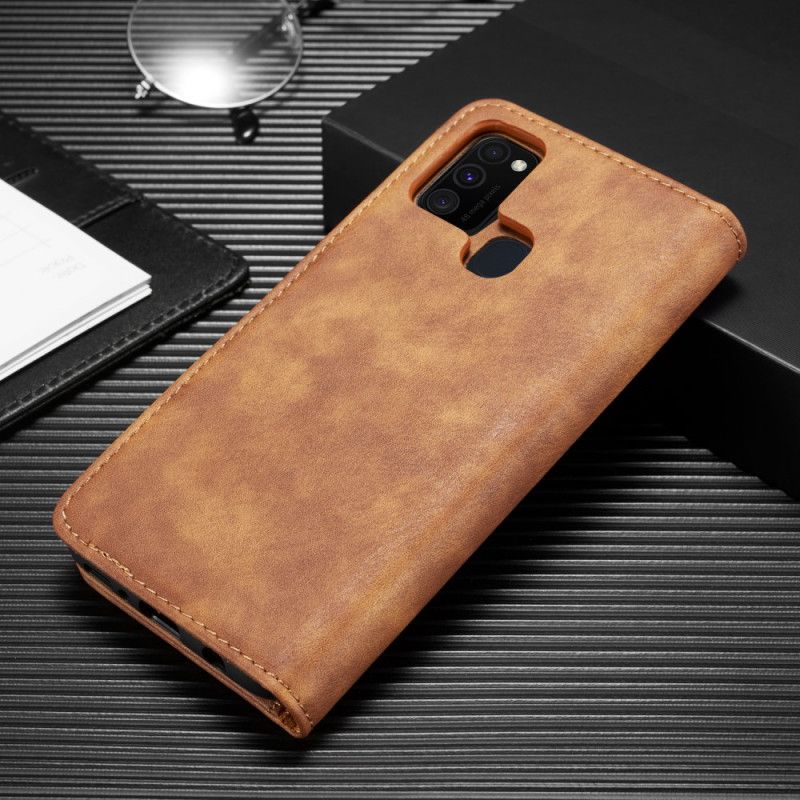 Lederhüllen Samsung Galaxy M31 Schwarz Dg. Ming Abnehmbaren Koffer
