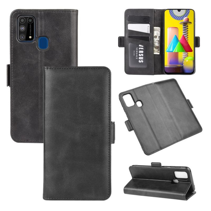 Lederhüllen Samsung Galaxy M31 Schwarz Handyhülle Doppelklappe