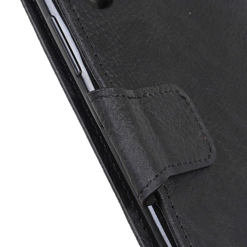 Lederhüllen Samsung Galaxy M31 Schwarz Handyhülle Einfaches Litschi-Kunstleder