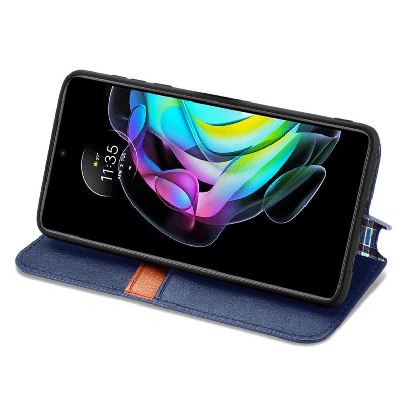 Flip Case Motorola Edge 20 Rautenstruktur In Lederoptik