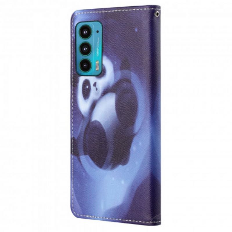 Lederhüllen Für Motorola Edge 20 Panda Space Riemchen