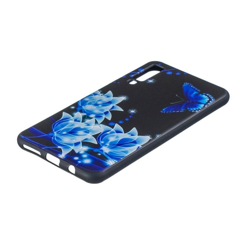 Hülle Samsung Galaxy A7 Schmetterling Und Blaue Blüten