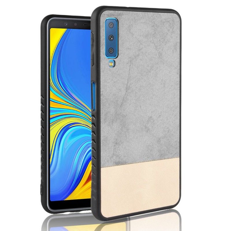 Hülle Samsung Galaxy A7 Schwarz Zweifarbiges Kunstleder