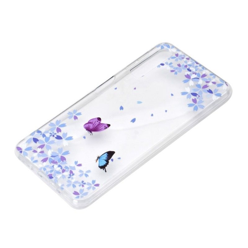 Hülle Samsung Galaxy A7 Transparente Schmetterlinge Und Blumen