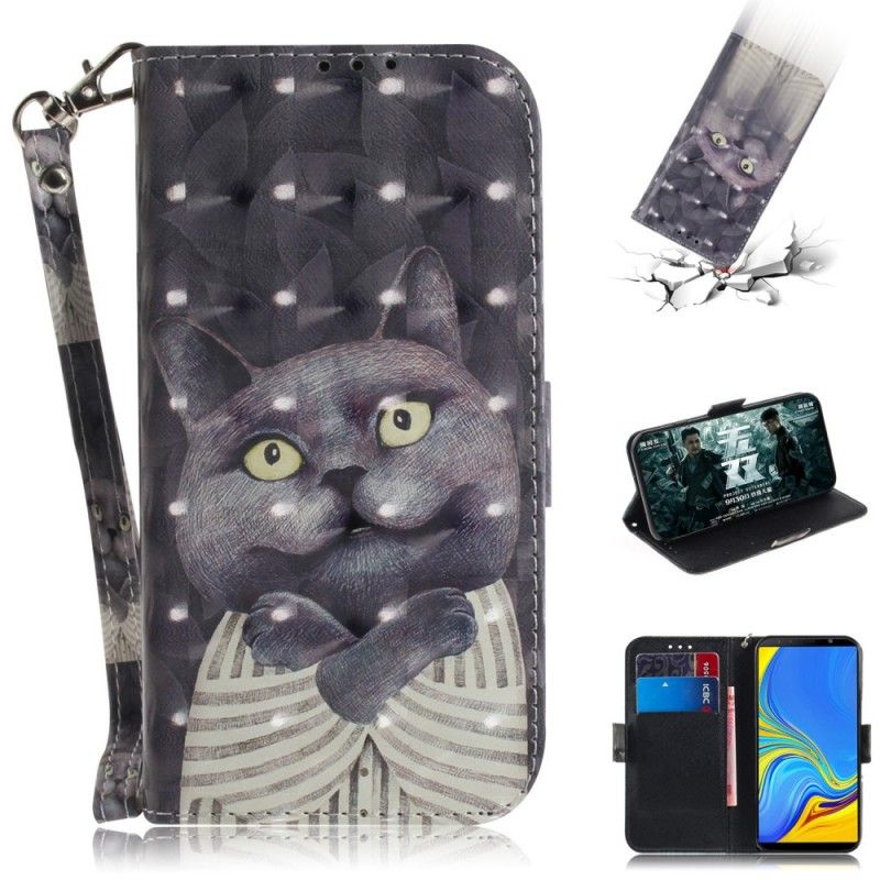 Lederhüllen Für Samsung Galaxy A7 Graue Katze Mit Tanga