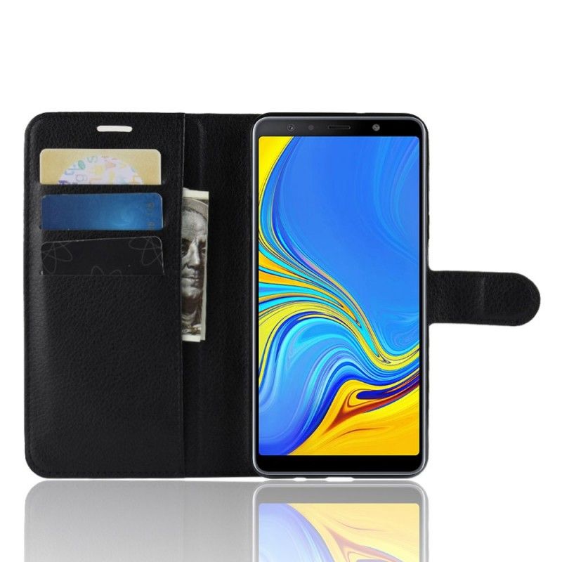 Lederhüllen Für Samsung Galaxy A7 Schwarz Retro-Litschi