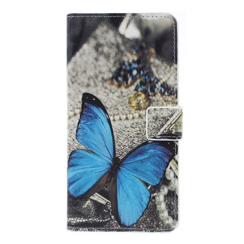 Lederhüllen Samsung Galaxy A7 Blauer Schmetterling