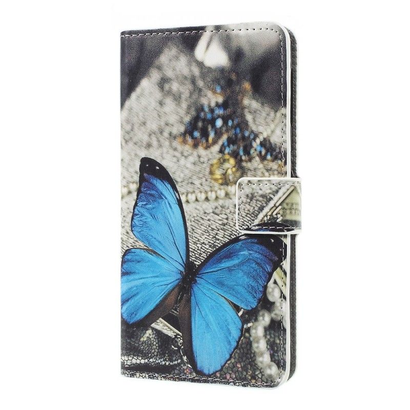 Lederhüllen Samsung Galaxy A7 Blauer Schmetterling