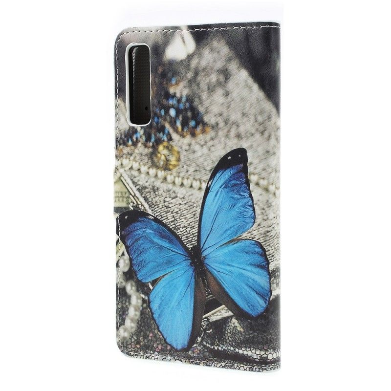 Lederhüllen Samsung Galaxy A7 Blauer Schmetterling