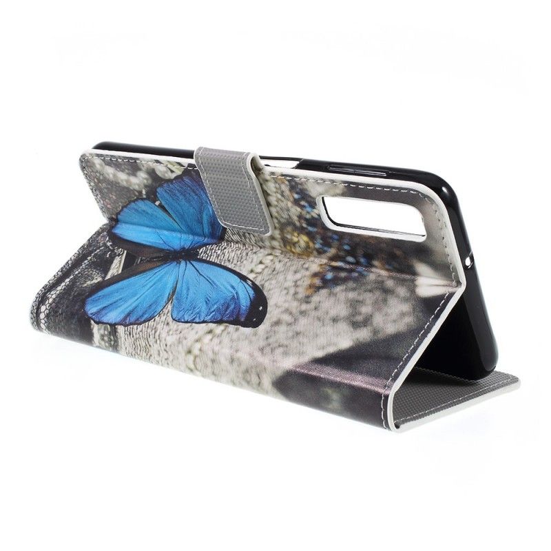 Lederhüllen Samsung Galaxy A7 Blauer Schmetterling