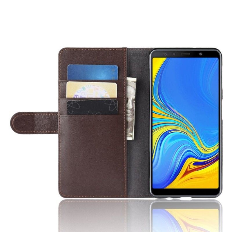 Lederhüllen Samsung Galaxy A7 Schwarz Gespaltenes Leder