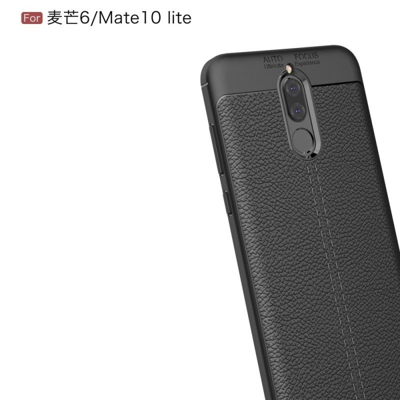 Hülle Huawei Mate 10 Lite Schwarz Doppellinien-Litschileder-Effekt