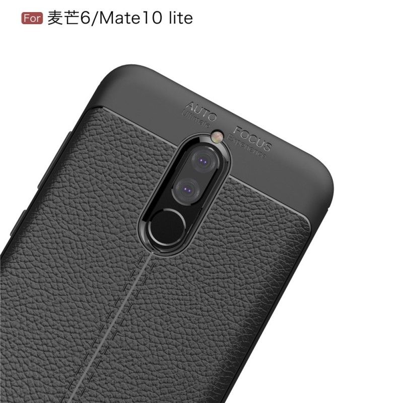 Hülle Huawei Mate 10 Lite Schwarz Doppellinien-Litschileder-Effekt