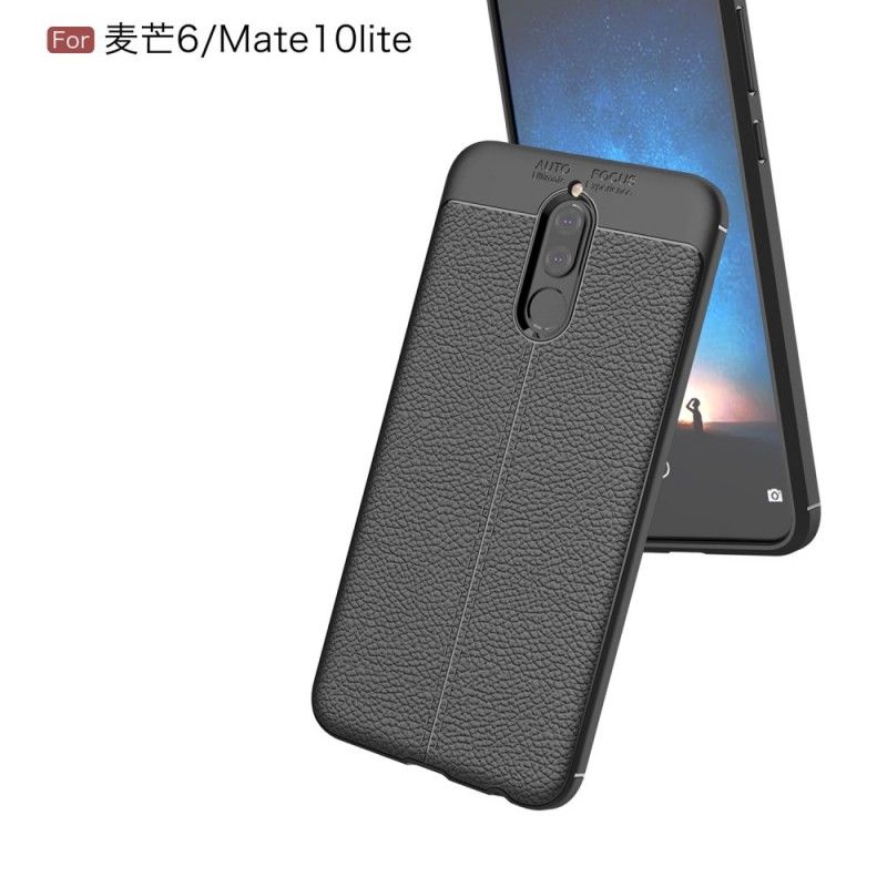 Hülle Huawei Mate 10 Lite Schwarz Doppellinien-Litschileder-Effekt