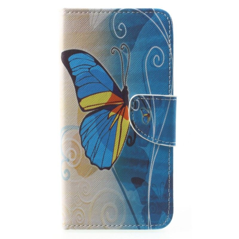 Lederhüllen Für Huawei Mate 10 Lite Hellblau Bunter Schmetterling
