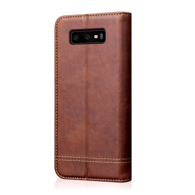 Flip Case Samsung Galaxy S10 Schwarz Genähter Ledereffekt