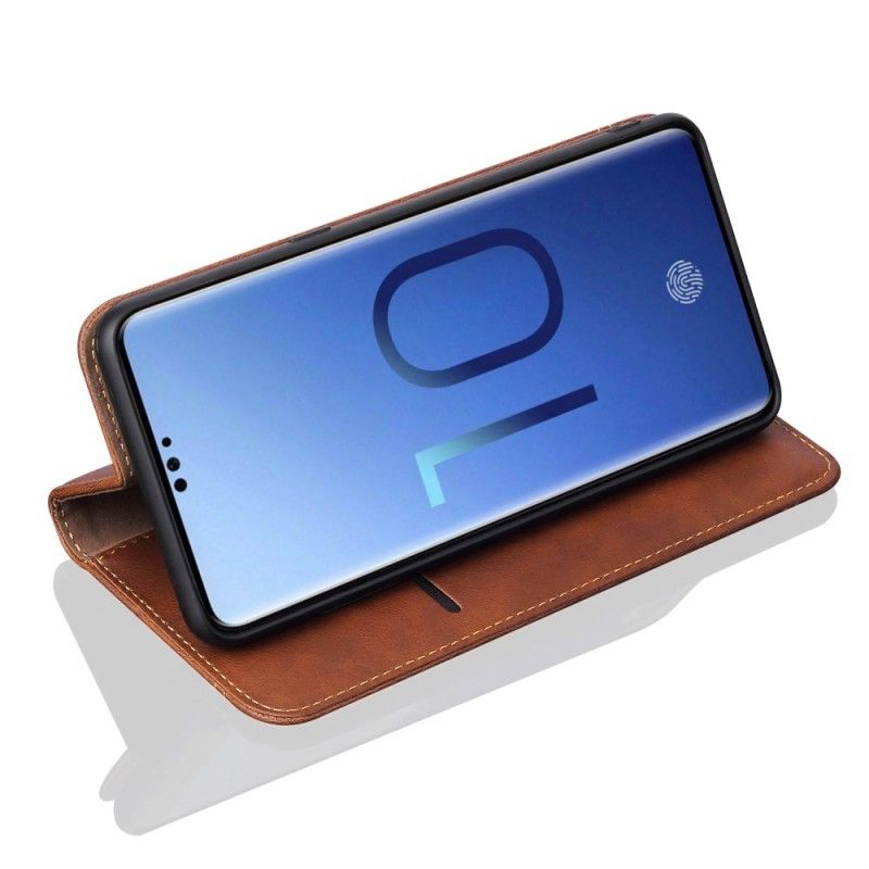 Flip Case Samsung Galaxy S10 Schwarz Genähter Ledereffekt