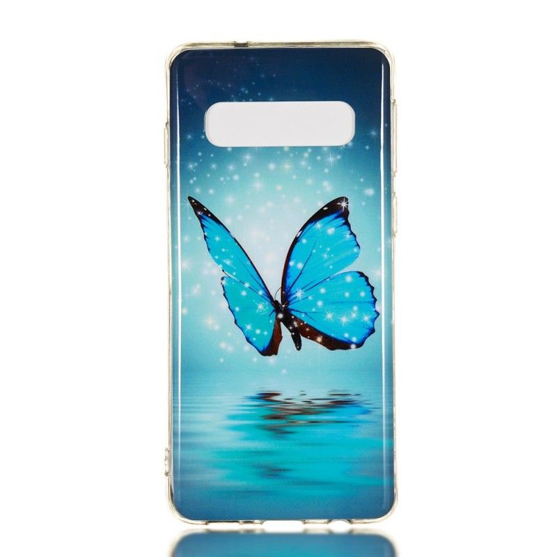Hülle Für Samsung Galaxy S10 Fluoreszierender Blauer Schmetterling