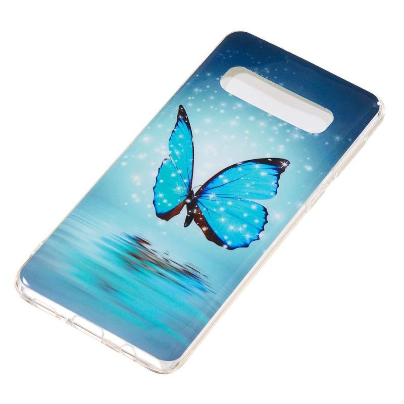 Hülle Für Samsung Galaxy S10 Fluoreszierender Blauer Schmetterling