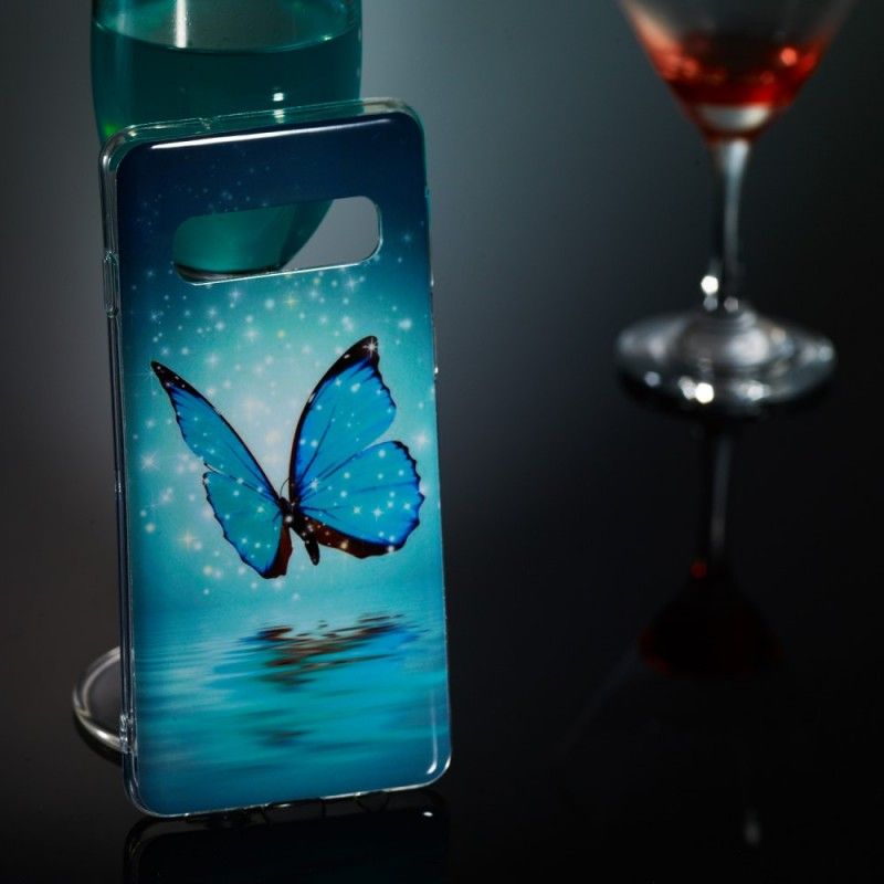 Hülle Für Samsung Galaxy S10 Fluoreszierender Blauer Schmetterling